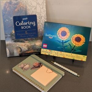 Thomas Kincade Coloring Book and LEGO Sunflowers Set